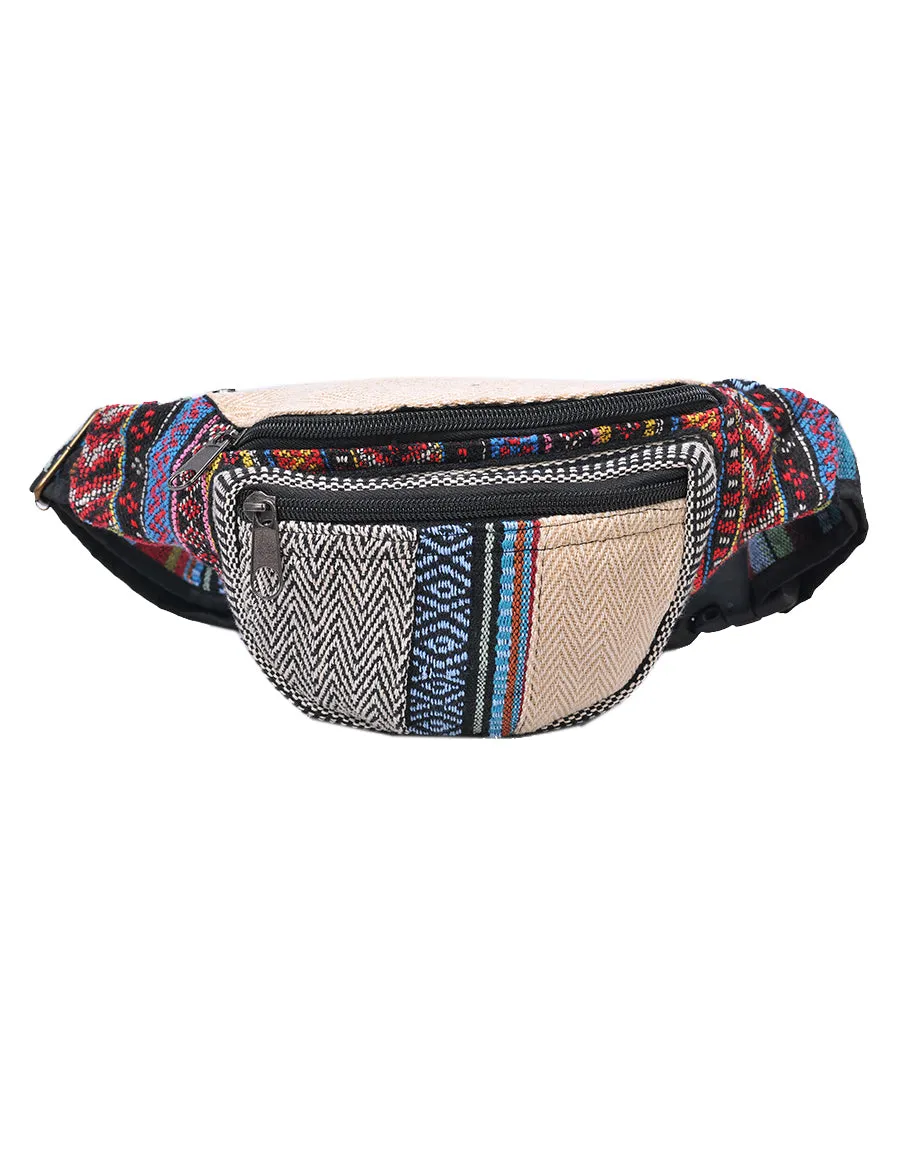 Tribal Striped Hemp and Cotton Fanny Pack