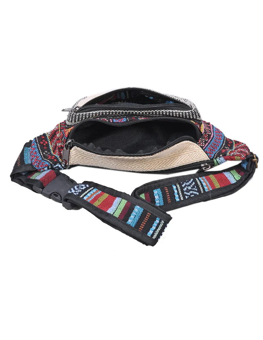 Tribal Striped Hemp and Cotton Fanny Pack