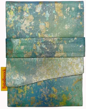 Turquoise & Teal Metallics - Japanese vintage silk foldover pouch