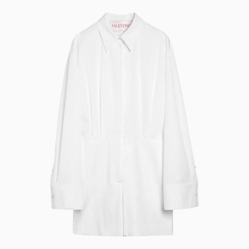 VALENTINO Elegant White Cotton Shirt-Style Romper