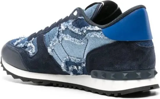 Valentino Garavani Rockrunner Camouflage denim sneakers Blue