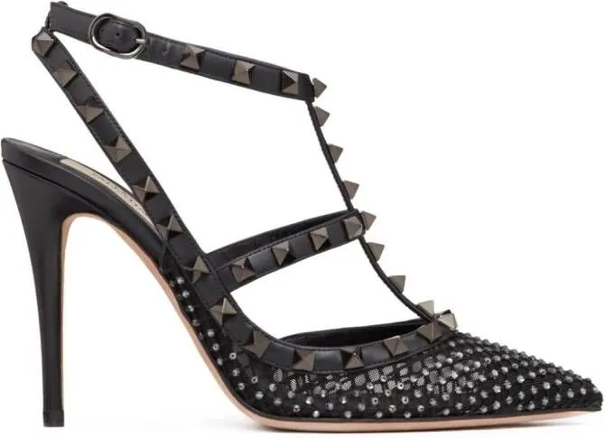 Valentino Garavani Rockstud 100mm rhinestone-embellished pumps Black