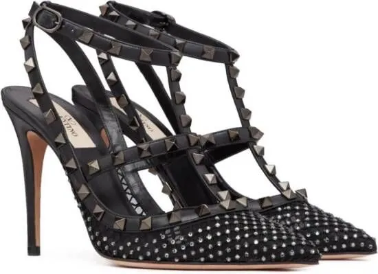 Valentino Garavani Rockstud 100mm rhinestone-embellished pumps Black