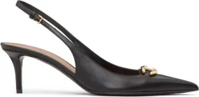 Valentino Garavani VLogo Signature leather slingback pumps Black