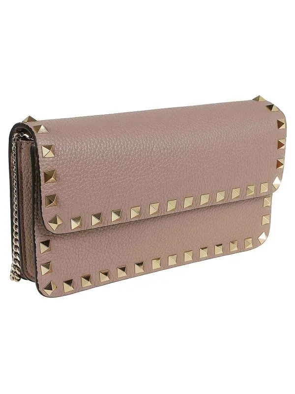 Valentino Garavani Wallet W/Strap Rockstud Platinum Studs