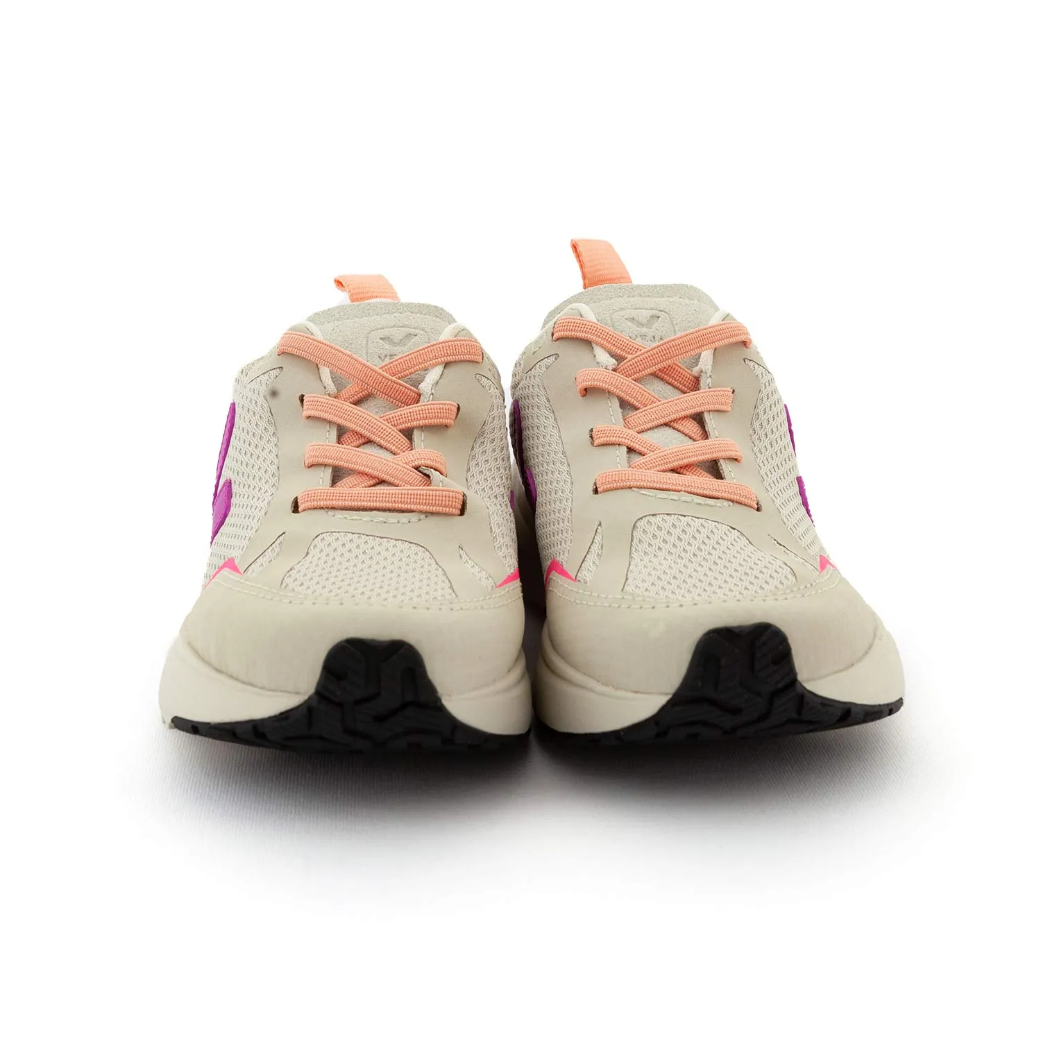 Veja Lotus White Canary Sneakers With Fuchsia V For Girls