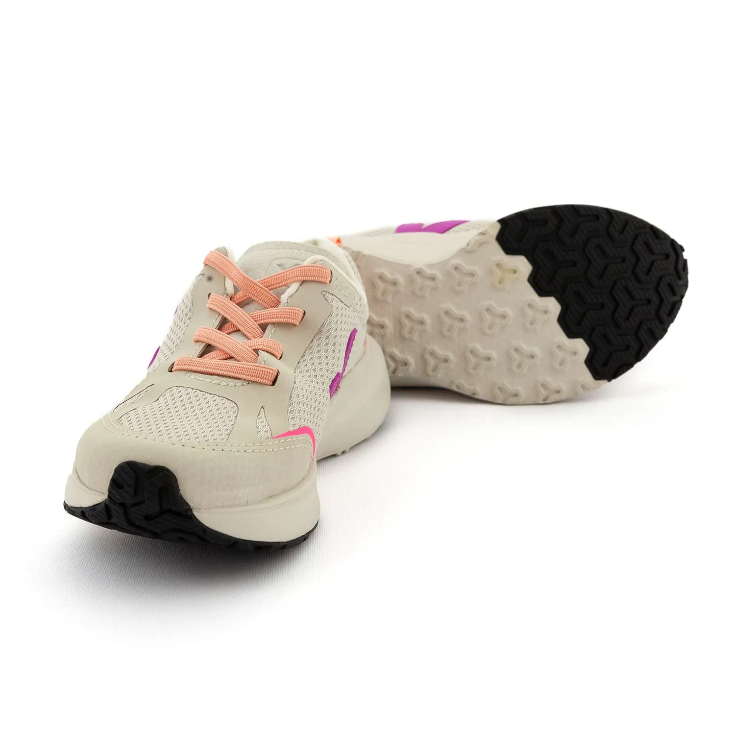 Veja Lotus White Canary Sneakers With Fuchsia V For Girls