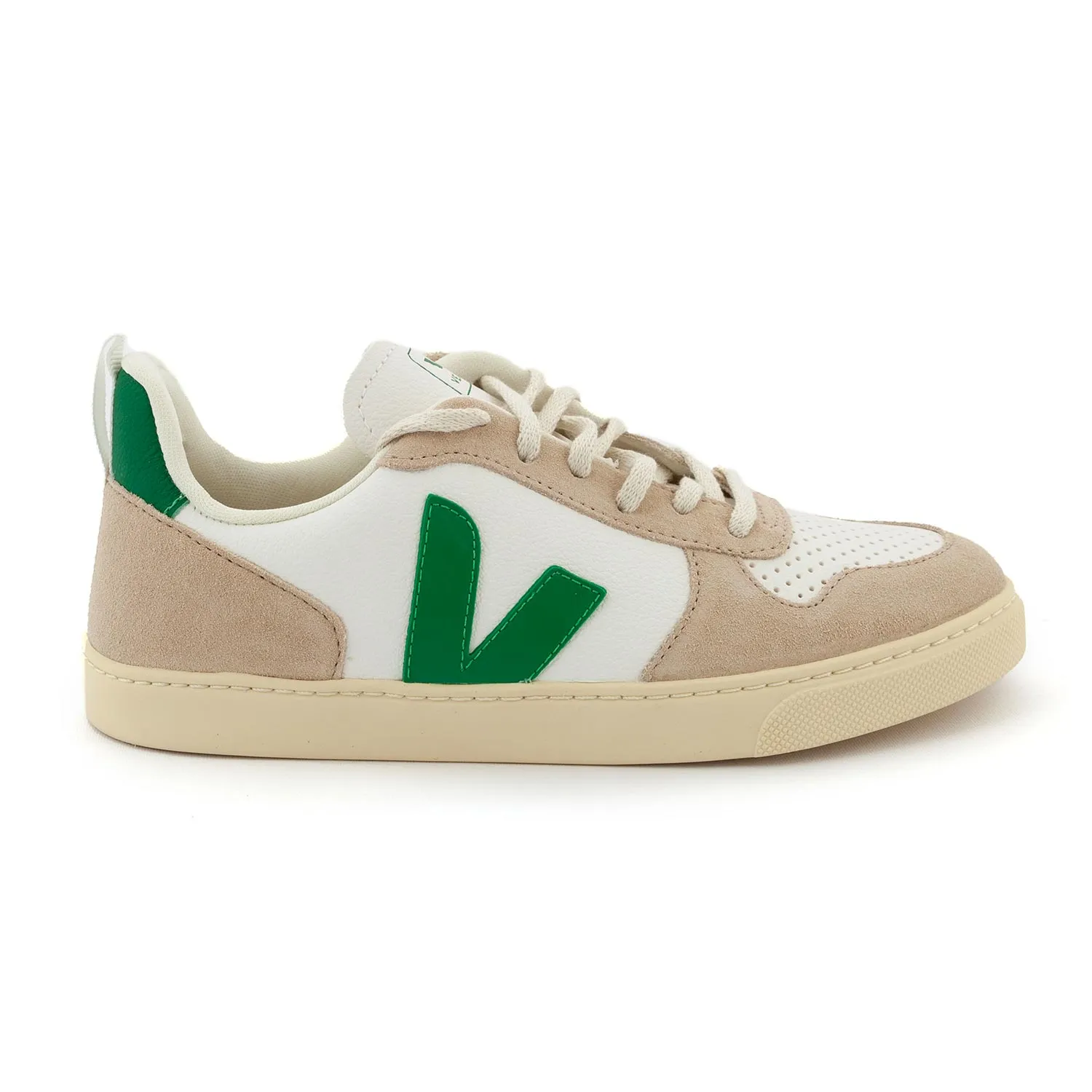 Veja V10 Unisex Almond And Green Sneakers For Kids And Teens