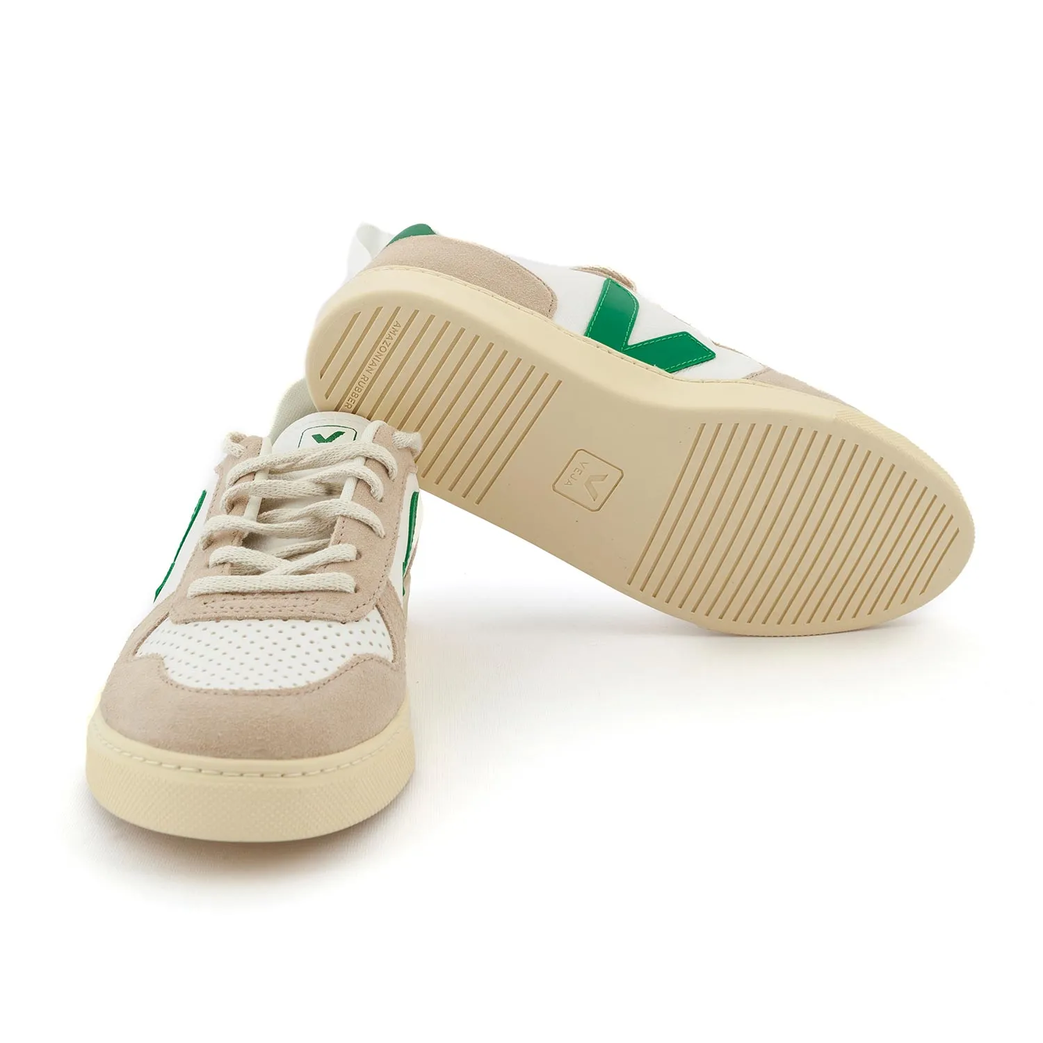 Veja V10 Unisex Almond And Green Sneakers For Kids And Teens