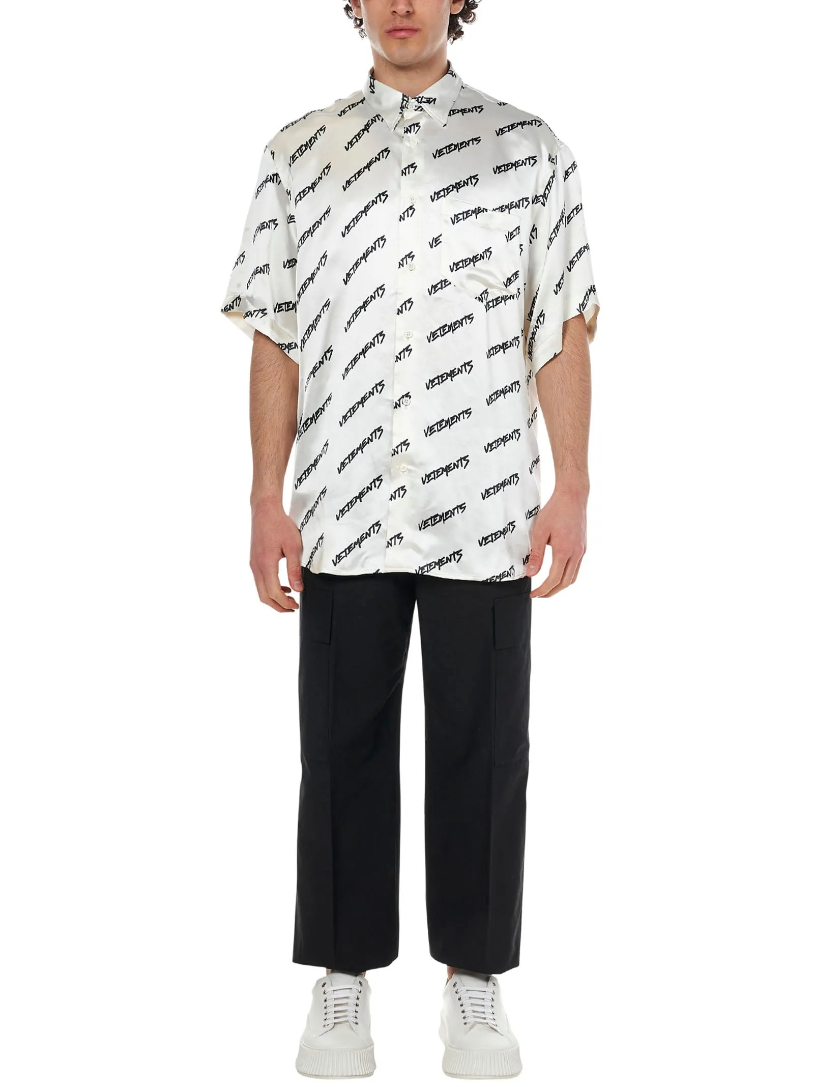 Vetements All-Over Logo Printed Short-Sleeved Shirt