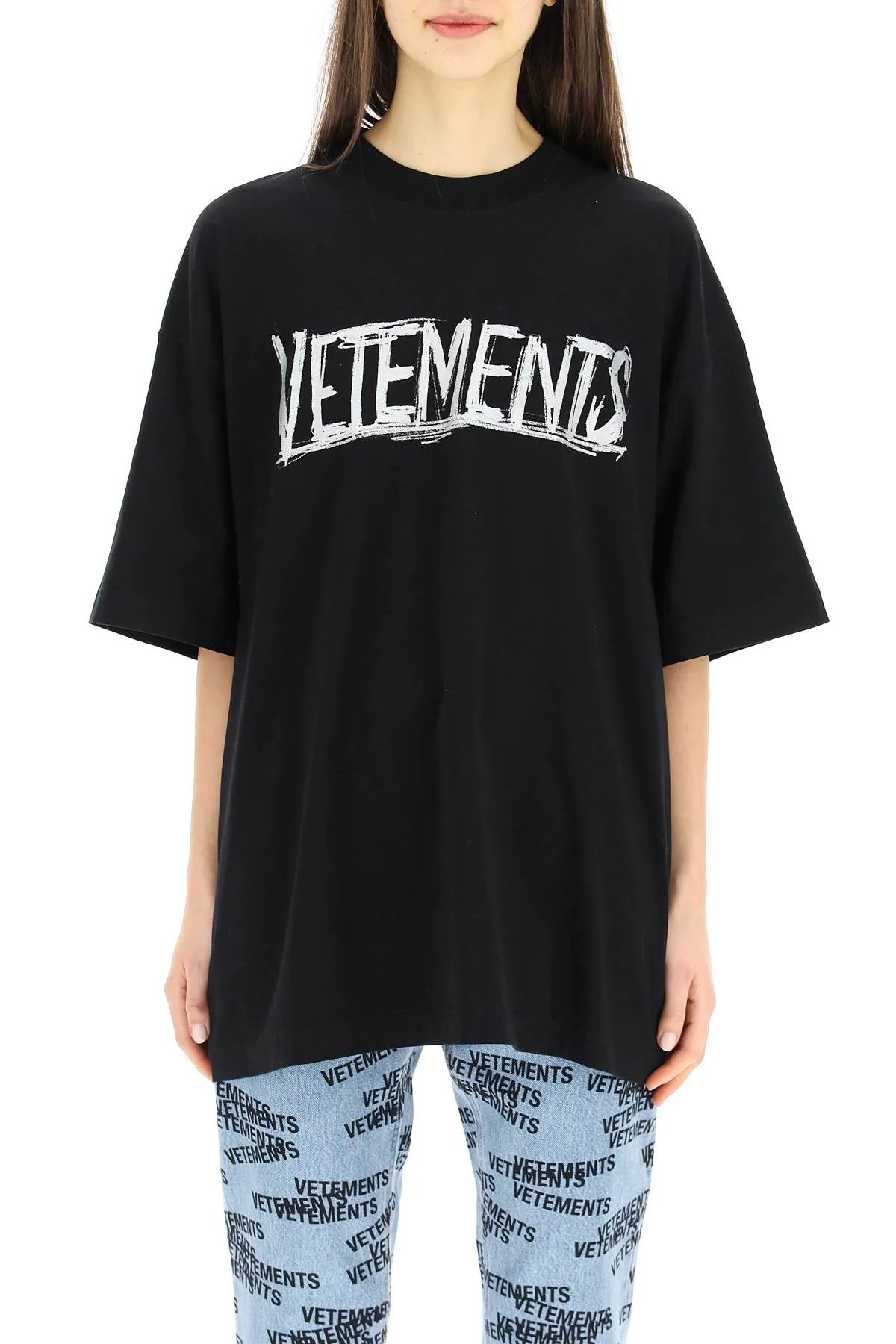 Vetements Logo Print Oversized Crewneck T-Shirt