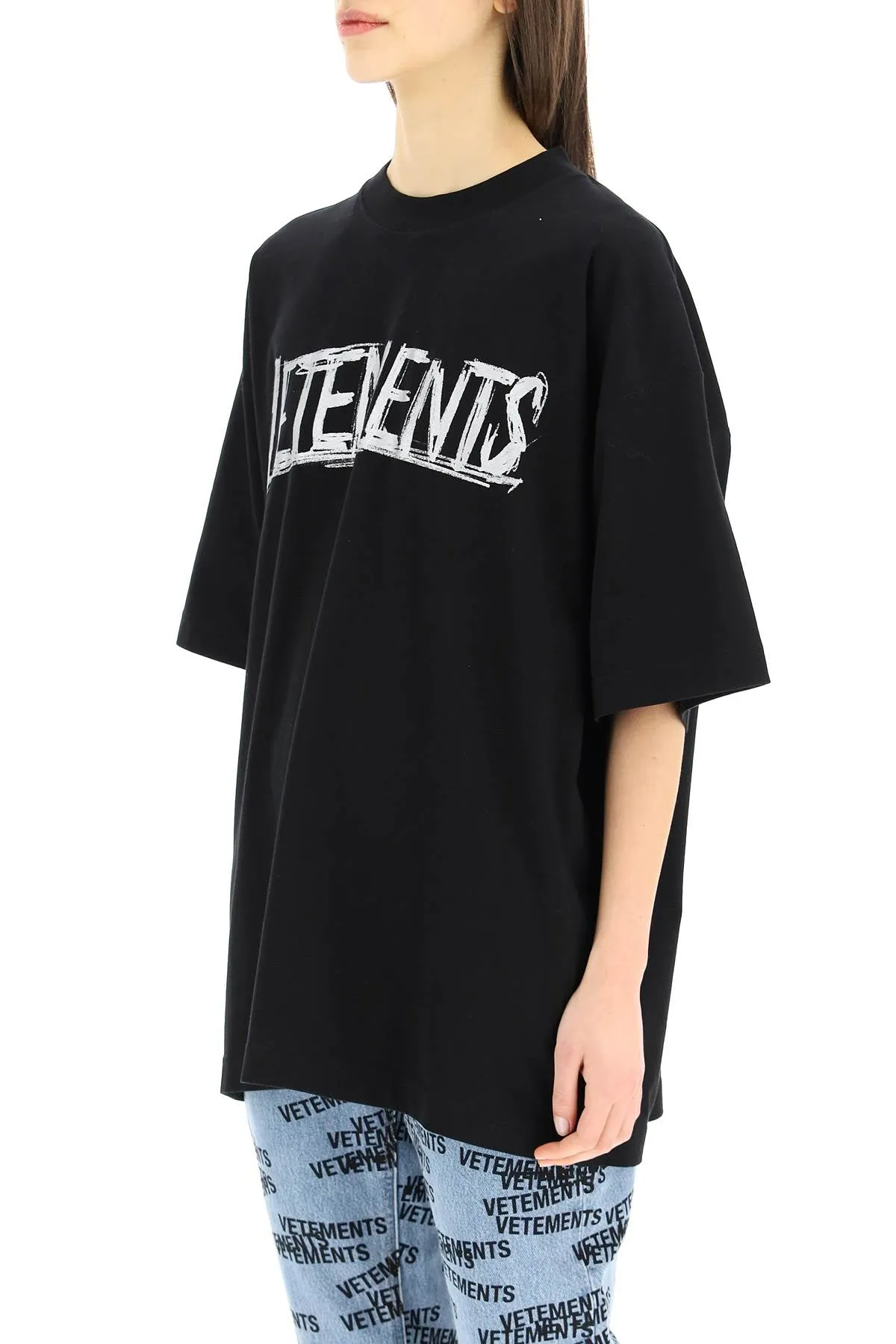 Vetements Logo Print Oversized Crewneck T-Shirt