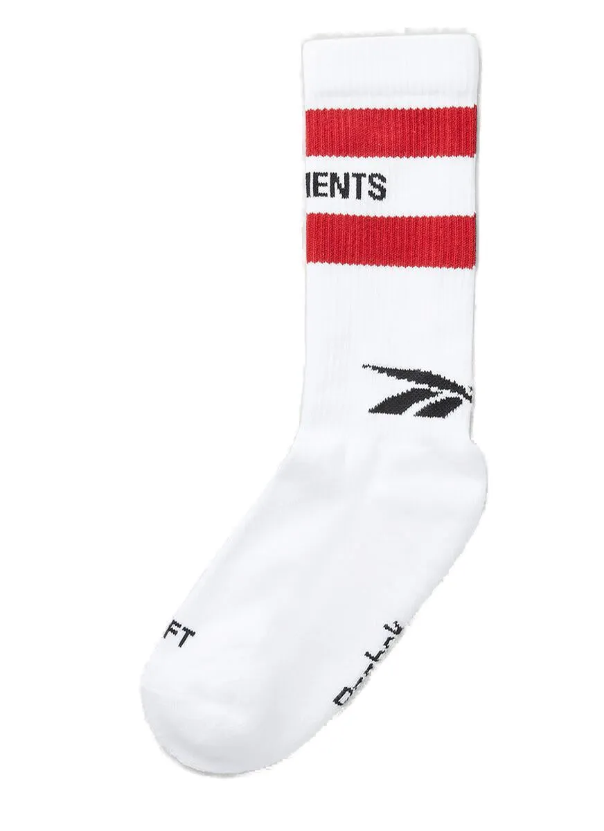 Vetements X Reebok Logo Intarsia Ribbed Socks