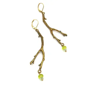 Vintage Brass Branch Earrings