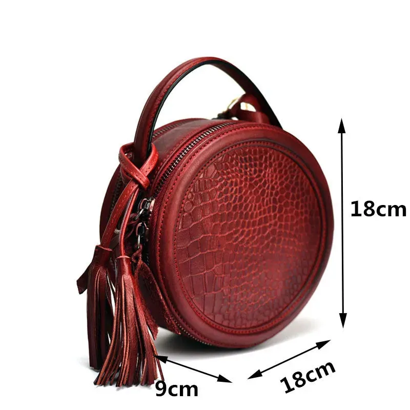 Vintage Crocodile Pattern Leather Box Women's Shoulder Handbag