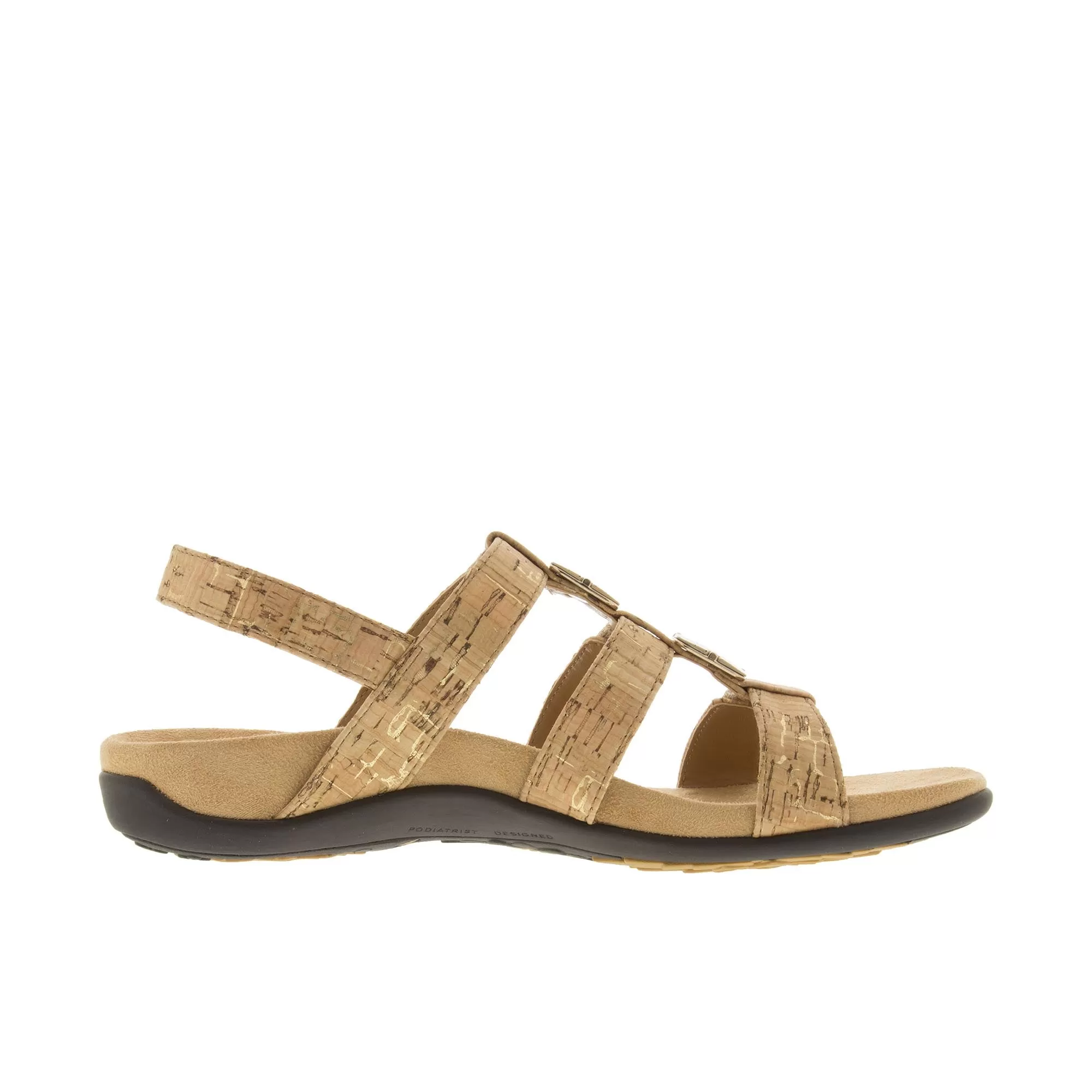 Vionic Womens Amber Adjustable Sandal Gold Cork