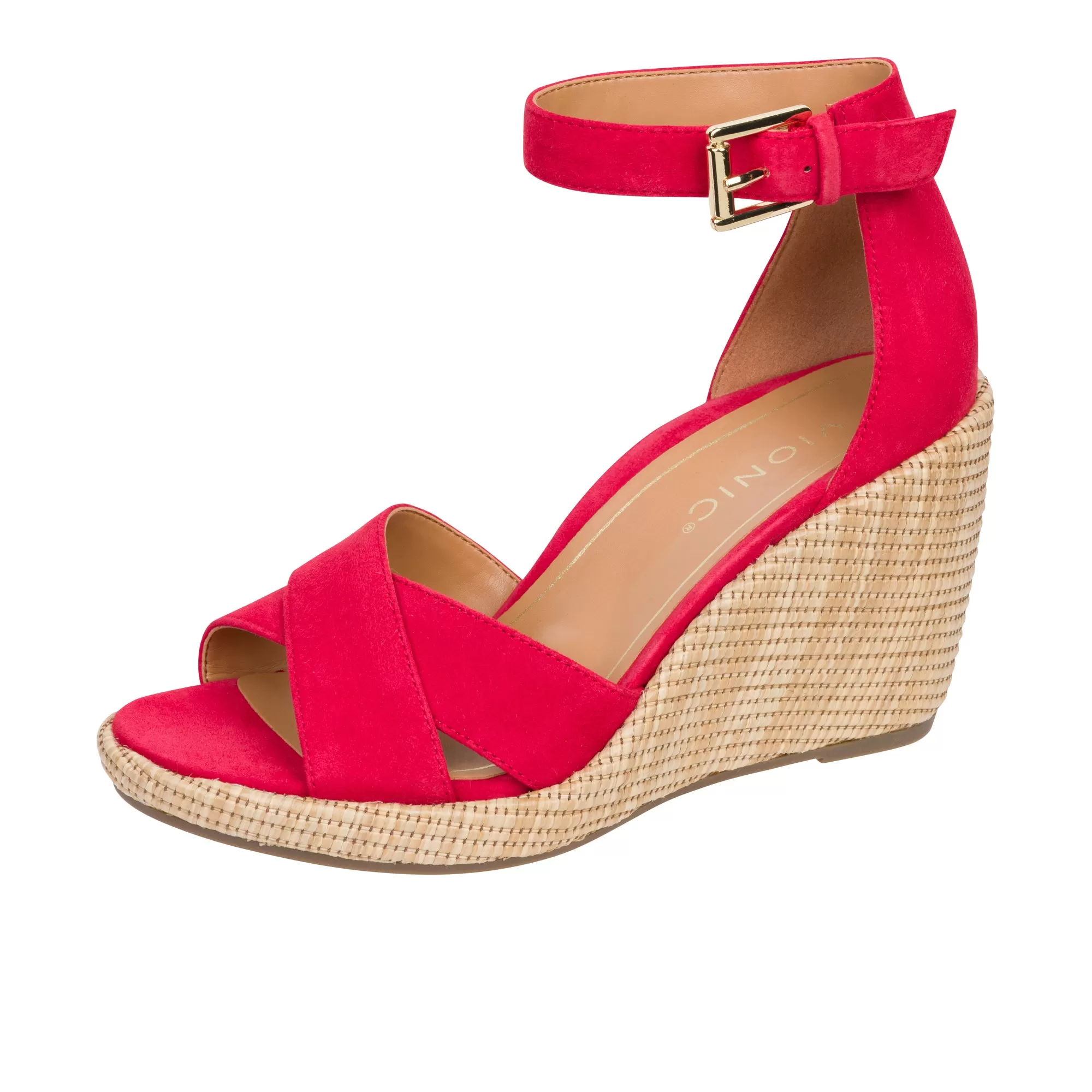 Vionic Womens Marina Wedge Sandal Red