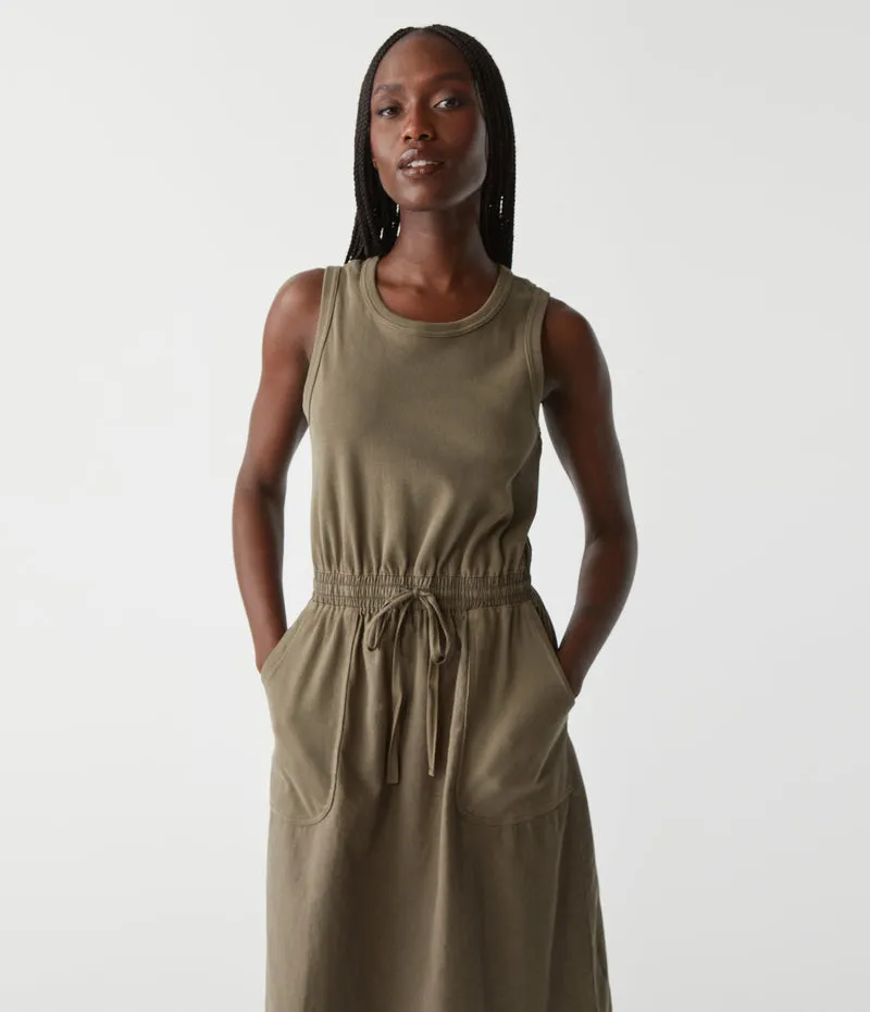 WILHELMINA RIB MIXED MIDI DRESS