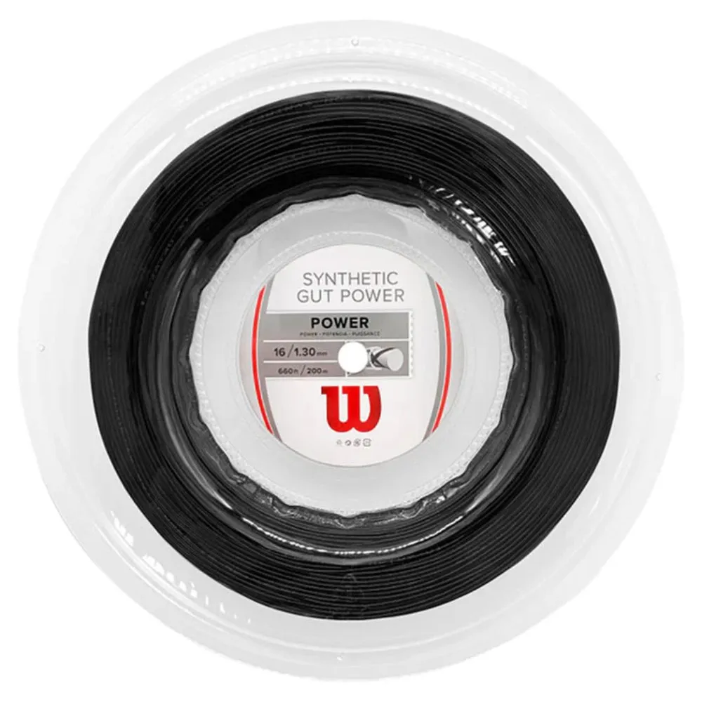 WILSON Synthetic Gut Power 200M Tennis String Reel (Black)