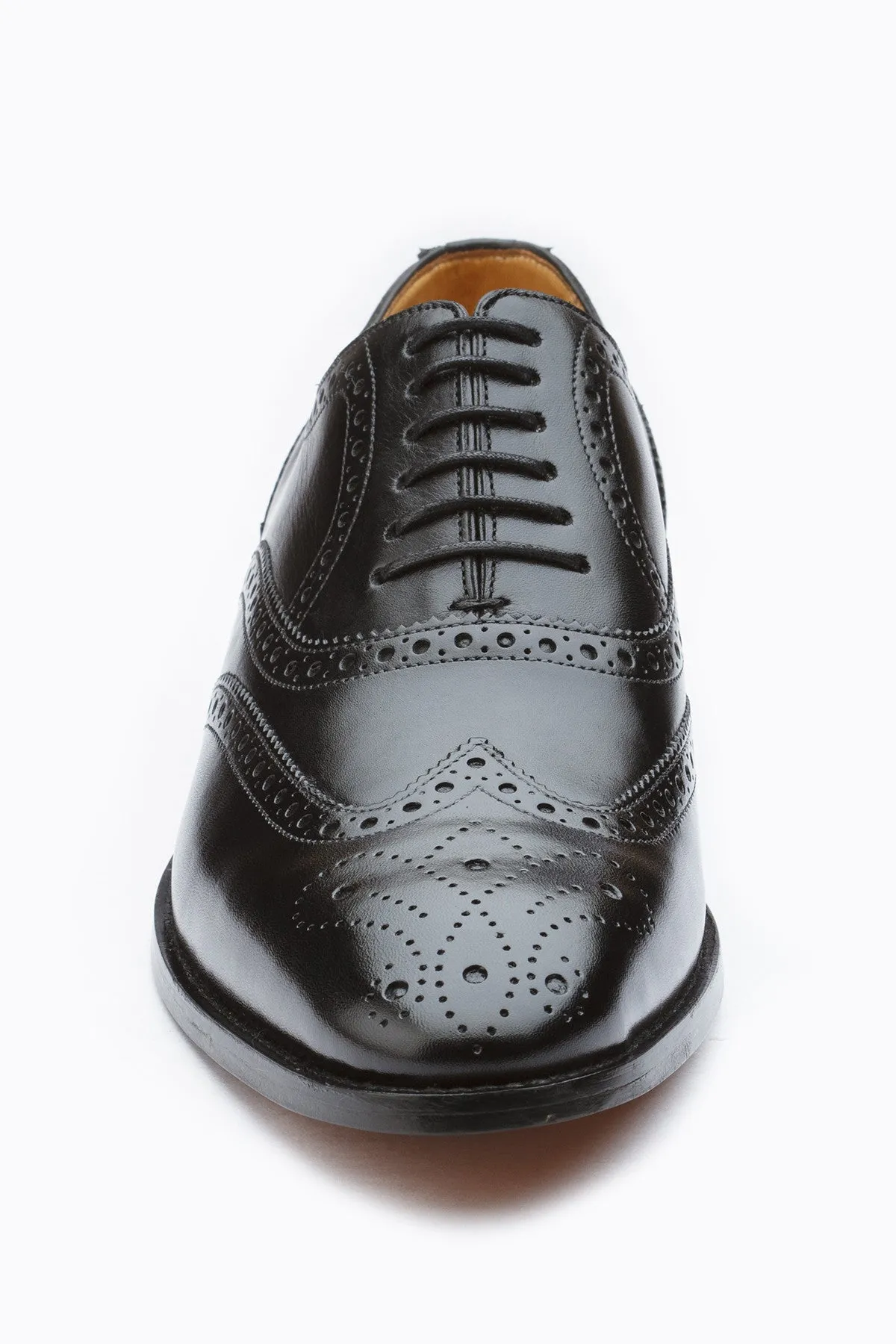 WINGCAP BROGUE OXFORD WITH MEDALLION- BLACK