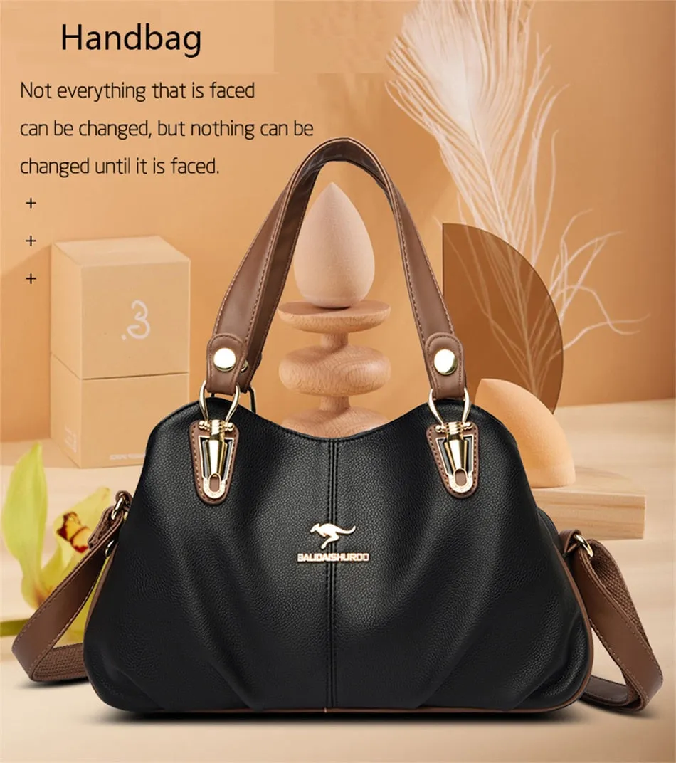 Women's Vintage Style Synthetic Leather Soft Casual Tote Handbag